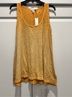 Women's Layered Hem Tank Top in Mustard Yellow